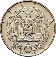 2 Lire - Victor Emmanuel III, Italy, 1936-1939 reverse image