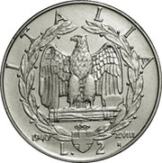 2 Lire - Victor Emmanuel III non-magnetic reverse image