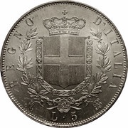 5 Lire - Victor Emmanuel II, Italy, 1861-1878 reverse image