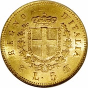 5 Lire - Victor Emmanuel II, Italy, 1863-1865 reverse image