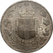 5 Lire - Umberto I, Italy, 1878-1879 reverse image