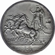 5 Lire - Victor Emmanuel III, Italy, 1914 reverse image