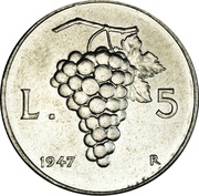 5 Lire reverse image