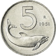 5 Lire reverse image