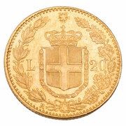 20 Lire - Umberto I, Italy, 1879-1897 reverse image