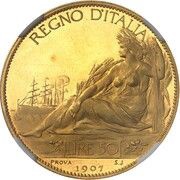 50 Lire - Vittoria Emanuele III Pattern, Italy, 1907 reverse image