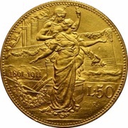 50 Lire - Victor Emmanuel III Kingdom Anniversary, Italy, 1911 reverse image