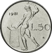 50 Lire large type reverse image