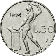 50 Lire small type reverse image
