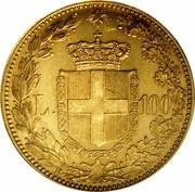 100 Lire - Umberto I, Italy, 1880-1891 reverse image