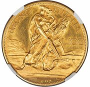 100 Lire - Victor Emmanuel III trial strike, Italy, 1907 reverse image