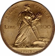 100 Lire - Victor Emmanuel III, Italy, 1910-1927 reverse image