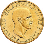 100 Lire "Littore" - Victor Emmanuel III Large issue, trial strike obverse image