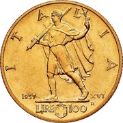 100 Lire "Littore" - Victor Emmanuel III Small issue, Italy, 1937-1940 reverse image