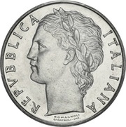 100 Lire Large type; trial strike obverse image