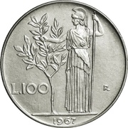 100 Lire large type reverse image