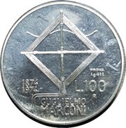 100 Lire Guglielmo Marconi; Trial Strike, Italy, 1974 reverse image