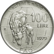 100 Lire FAO, Italy, 1979 reverse image