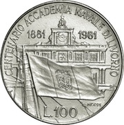 100 Lire Livorno Naval Academy, Italy, 1981 reverse image