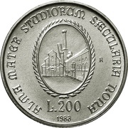200 Lire University of Bologna, Italy, 1988 reverse image