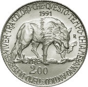 200 Lire Flora and Fauna, Italy, 1991 reverse image