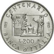 200 Lire Bank of Italy, Italy, 1993 reverse image
