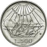 500 Lire Dante Alighieri, Italy, 1965 reverse image