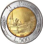 500 Lire, Italy, 1982-2001 reverse image