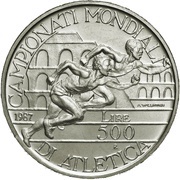 500 Lire World Athletic Championships, Italy, 1987 reverse image
