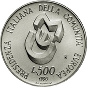 500 Lire Italian Presidency of the E.E.C. Council, Italy, 1990 reverse image