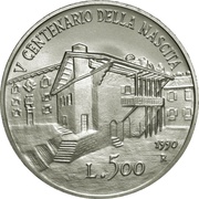 500 Lire Tiziano Vecellio, Italy, 1990 reverse image