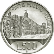 500 Lire Ponte Milvio, Italy, 1991 reverse image