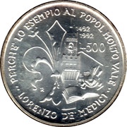 500 Lire Lorenzo de' Medici, Italy, 1992 reverse image