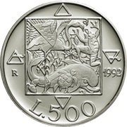 500 Lire Flora and Fauna, Italy, 1992 reverse image