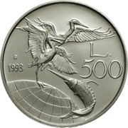 500 Lire Wildlife protection, Italy, 1993 reverse image