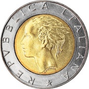 500 Lire Bank of Italy Centennial obverse image