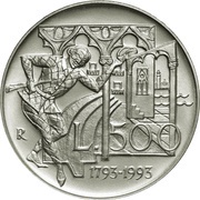 500 Lire Carlo Goldoni, Italy, 1993 reverse image