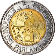 500 Lire European Parliament Elections, Italy, 1999 reverse image