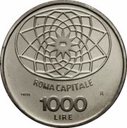 1000 Lire Capital Rome - Trial Strike, Italy, 1970 reverse image