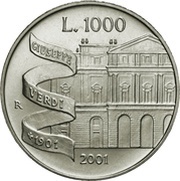 1000 Lire Giuseppe Verdi, Italy, 2001 reverse image