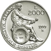 2000 Lire National Roman Museum, Italy, 1999 reverse image