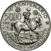 5000 Lire Pisanello, Italy, 1995 reverse image