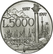 5000 Lire Giovanni Antonio Canal, Italy, 1997 reverse image