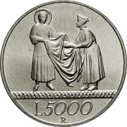 5000 Lire The Solidarity, Italy, 1999 reverse image