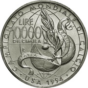 10 000 Lire 1994 World Cup, Italy, 1994 reverse image
