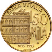 50 000 Lire Bank of Italy, Italy, 1993 reverse image