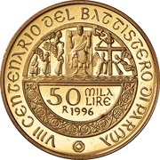 50 000 Lire Battistero of Parma, Italy, 1996 reverse image