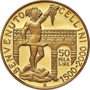 50 000 Lire Benvenuto Cellini, Italy, 2000 reverse image