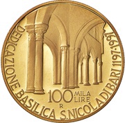 100 000 Lire San Nicola of Bari, Italy, 1997 reverse image