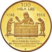 100 000 Lire Torre del Mangia, Italy, 1998 reverse image